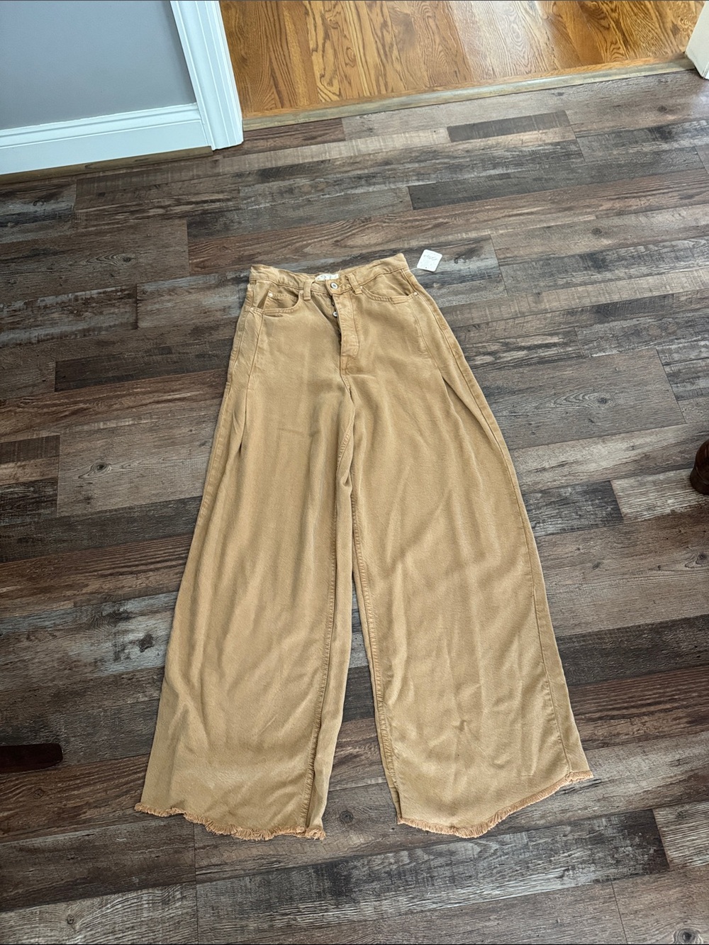 Free People Wide-Leg Denim Pants in Camel